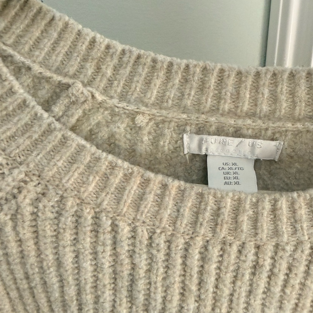Pure Collection Cream Ribbed Crew Neck Sweater Size XL - Picture 7 of 8